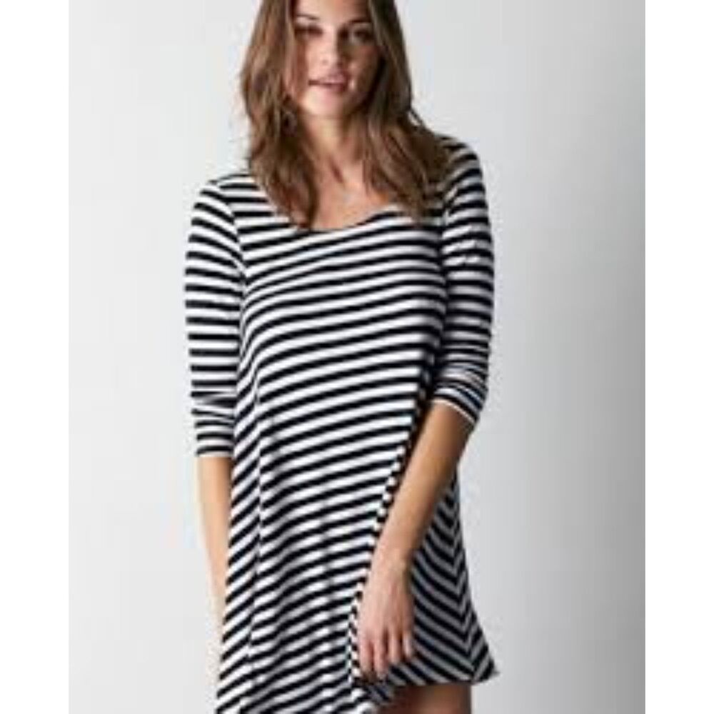 Vintage American Eagle Outfitters Swing Dress Keyhole Open Back Striped S/P